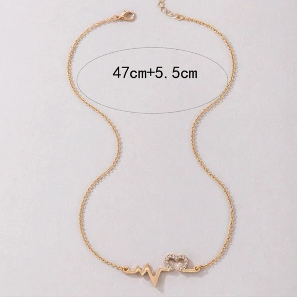 Heart beat line and heart necklace - Picture 3 of 3